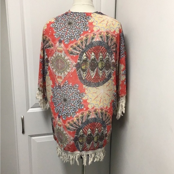Daniel Rainn Women’s Open Front Fringe Boho Kimono Top, size XS/S - Picture 14 of 15